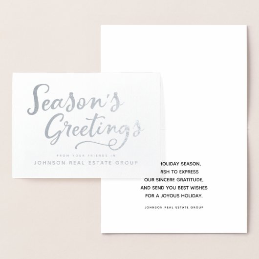 シーズンズグリーティングタイポグラフィ |休日の挨拶 箔カード (ディスプレー)