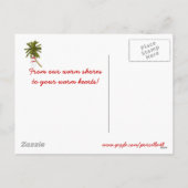 シーズンズグリーティングテキサス州、雪だるまヤシの木 シーズンポストカード (裏面)