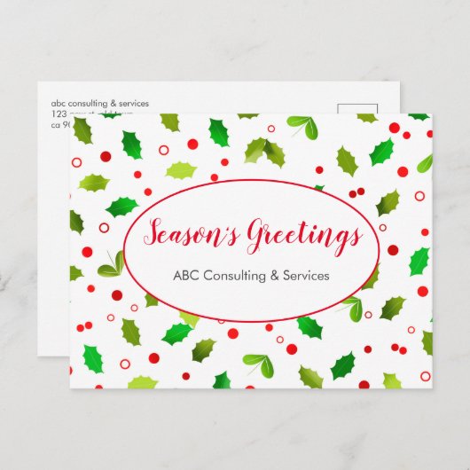 シーズンズグリーティングビジネスホリデーポストカード シーズンポストカード (正面/裏面)