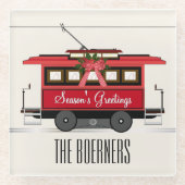 シーズンズグリーティングファミリートラムトロリーストリートカー ガラスコースター (正面)