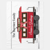 シーズンズグリーティングファミリートラムトロリーストリートカー フリースブランケット (正面)