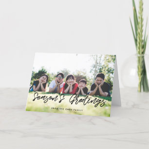 シーズンズグリーティングブラックモダンタイポグラフィ シーズンカード