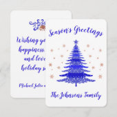 シーズンズグリーティングブルーバラ金ゴールドクリスマスツリー サンキューカード (正面/裏面)