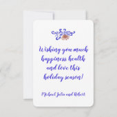 シーズンズグリーティングブルーバラ金ゴールドクリスマスツリー サンキューカード (裏面)