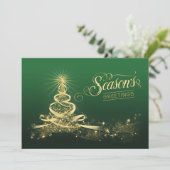 シーズンズグリーティングホリデーカード |緑、フェイク金ゴールド シーズンカード (スタンド正面)