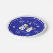 シーズンズグリーティングホリデーパーティー雪だるまスノーフレーク ペーパープレート (アングル)