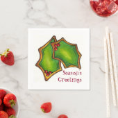 シーズンズグリーティングホリークッキークリスマスホリデー スタンダードカクテルナプキン (インサイチュ)