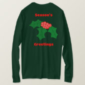 シーズンズグリーティングホリー長袖Tシャツ Tシャツ (デザイン裏面)
