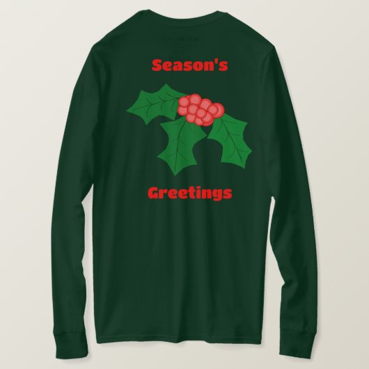 シーズンズグリーティングホリー長袖Tシャツ Tシャツ (デザイン裏面)