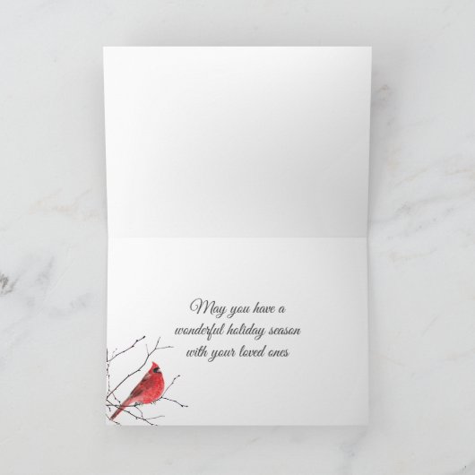 シーズンズグリーティングレッド（鳥）ショウジョウコウカンチョウウォーターカラーカード カード (内部)