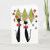 シーズンズグリーティングレトロMCMキャットクールクリスマス シーズンカード (正面)