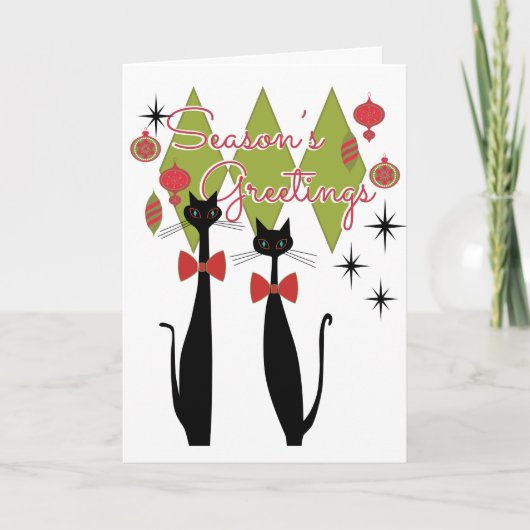 シーズンズグリーティングレトロMCMキャットクールクリスマス シーズンカード (正面)