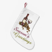 シーズンズグリーティングワイングラス葡萄ボトルヴィノ スモールクリスマスストッキング (正面 (吊り時))