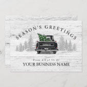 シーズンズグリーティングヴィンテージブラックトラックビジネス シーズンカード (正面/裏面)