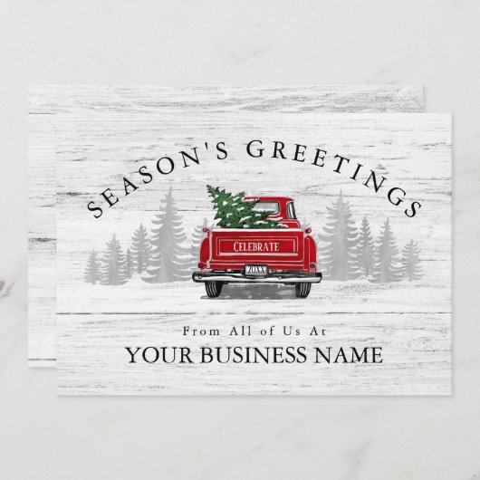 シーズンズグリーティングヴィンテージレッドトラックビジネス シーズンカード (正面/裏面)