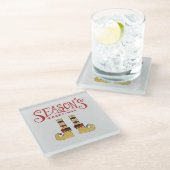 シーズンズグリーティング小妖精や小人シューズ ガラスコースター (アングル)