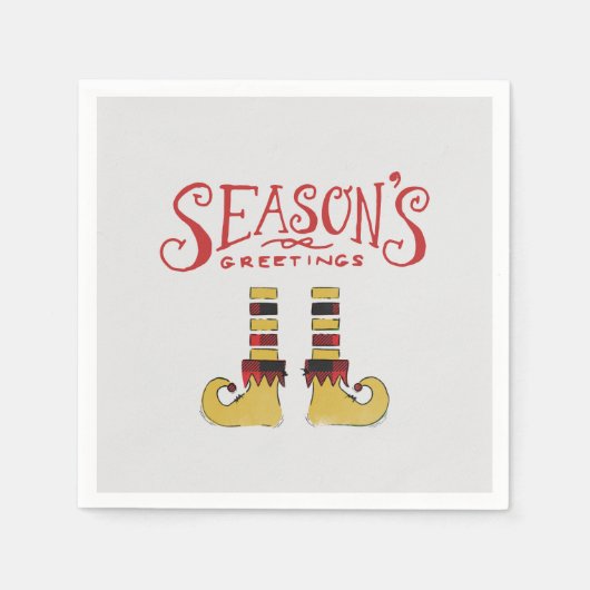 シーズンズグリーティング小妖精や小人シューズ スタンダードカクテルナプキン (正面)