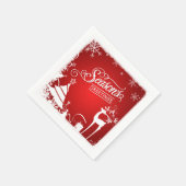 シーズンズグリーティング紙ナプキンス | Red, White Deer スタンダードカクテルナプキン (角)