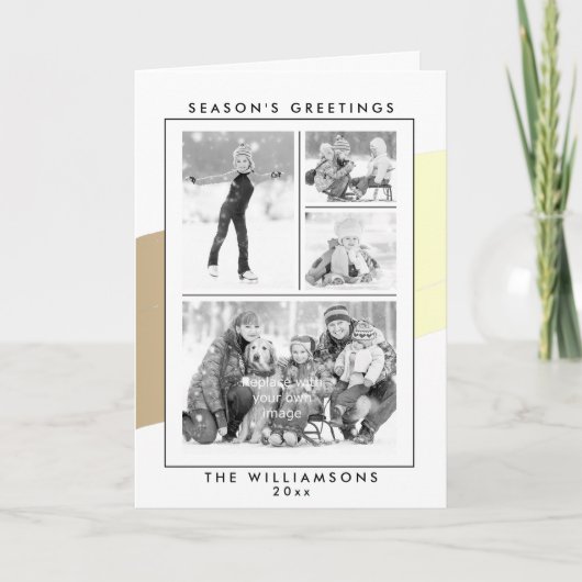 シーズンズグリーティング絵を描金ゴールドブラシスウィッシュホリデー シーズンカード (正面)