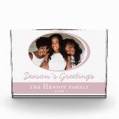 シーズンズグリーティング赤面ピンククリスマスホリデー フォトブロック (正面)