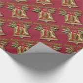 シーズンズグリーティング金ゴールドクリスマスベル紙 ラッピングペーパー (角)