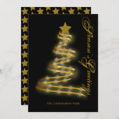 シーズンズグリーティング金ゴールドツリースターズ抽象芸術 シーズンカード (正面/裏面)