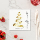 シーズンズグリーティング金ゴールドツリースターズ抽象芸術 スタンダードカクテルナプキン (インサイチュ)