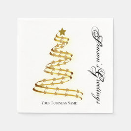 シーズンズグリーティング金ゴールドツリースターズ抽象芸術 スタンダードカクテルナプキン