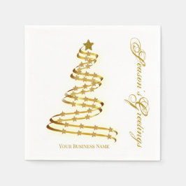 シーズンズグリーティング金ゴールドツリースターズ抽象芸術 スタンダードカクテルナプキン