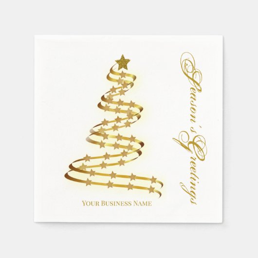 シーズンズグリーティング金ゴールドツリースターズ抽象芸術 スタンダードカクテルナプキン (正面)