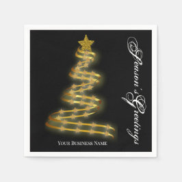 シーズンズグリーティング金ゴールドツリースターズ抽象芸術 スタンダードカクテルナプキン