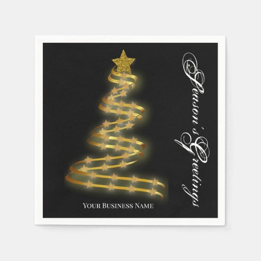 シーズンズグリーティング金ゴールドツリースターズ抽象芸術 スタンダードカクテルナプキン (正面)