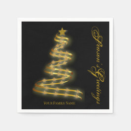 シーズンズグリーティング金ゴールドツリースターズ抽象芸術 スタンダードカクテルナプキン