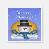 シーズンズグリーティング雪だるま紙ナプキンズカクテル スタンダードカクテルナプキン (正面)