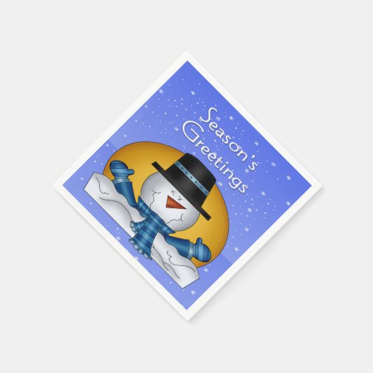 シーズンズグリーティング雪だるま紙ナプキンズカクテル スタンダードカクテルナプキン (角)