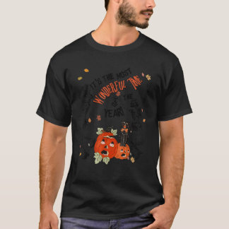 シーズンズシーズ踊りスケルトン黒キャットカボチャ Tシャツ