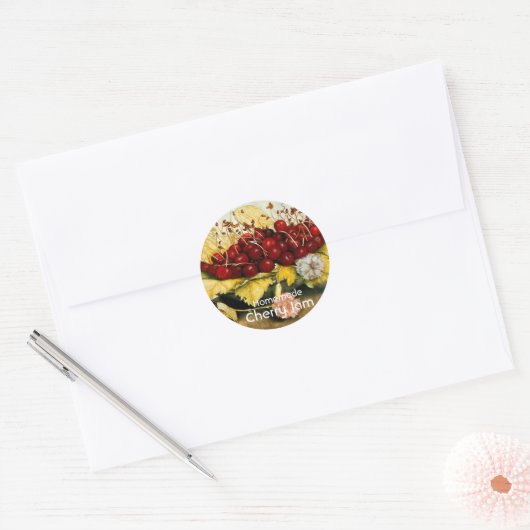 シーズンズフルーツさくらんぼ,さくらんぼジャム瓶を保存 ラウンドシール (封筒)