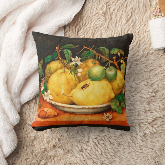 シーズンズフルーツのレモンと白い花 クッション (ブランケット)