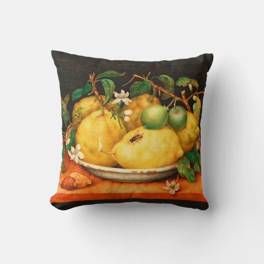 シーズンズフルーツのレモンと白い花 クッション (正面)