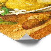 シーズンズフルーツのレモンと白い花 ポスター (角)