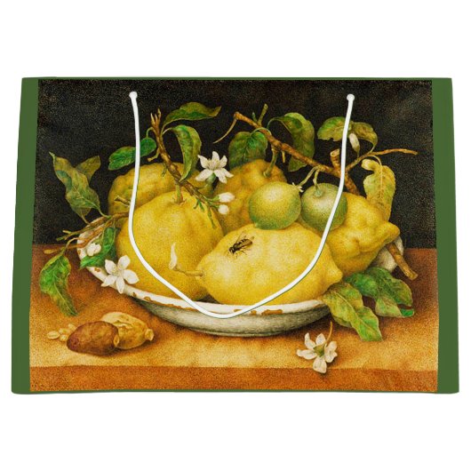 シーズンズフルーツのレモンと白い花 ラージペーパーバッグ (正面)