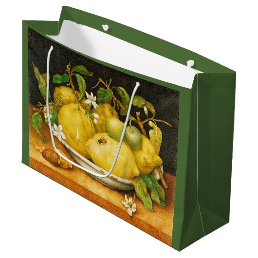 シーズンズフルーツのレモンと白い花 ラージペーパーバッグ (正面アングル)