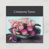 シーズンズフルーツピーチ、プルーン、葉グレーピンク スクエア名刺 (裏面)