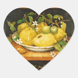 シーズンズフルーツレモンと白い花のハート ハートシール