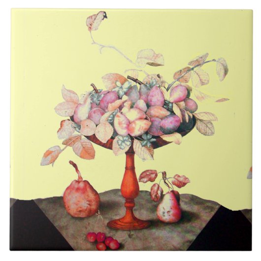 シーズンズフルーツ梨のさくらんぼとジャスミン タイル (正面)