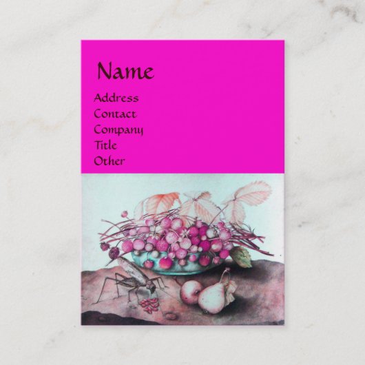 シーズンズフルーツ/いちご,梨明るい赤紫色ブルー 名刺 (正面)