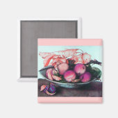 シーズンズフルーツ、桃、桃プレート静止状態 マグネット (正面/裏面)