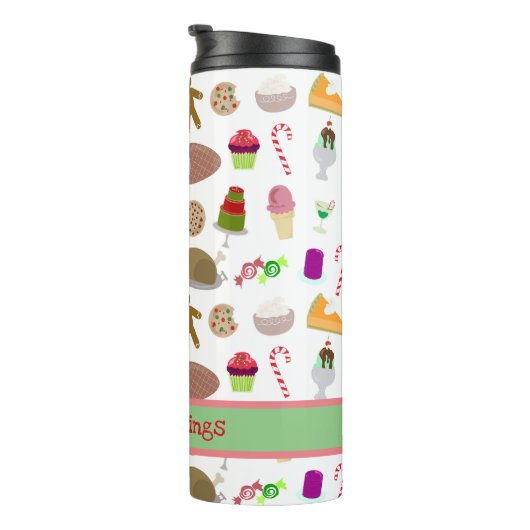 シーズンズ食べ物おもしろいホリデーフーズ模様アート タンブラー (回転右)