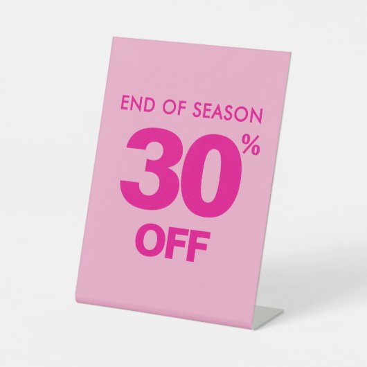 シーズンセールの終わりサイン、テーブルトップから30%オフ 台座サイン (正面)