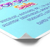 シーズンセールの終わりピンクのロゴガレージヤードブルー ポスター (角)